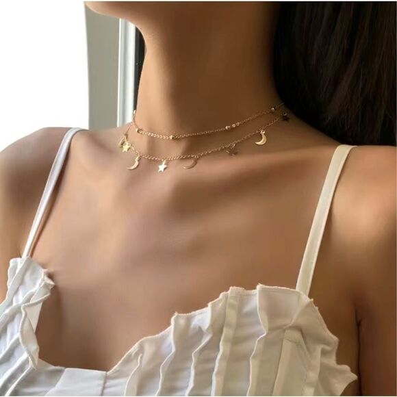 2pcs Star Moon Charm Necklace - Picture 2 of 4